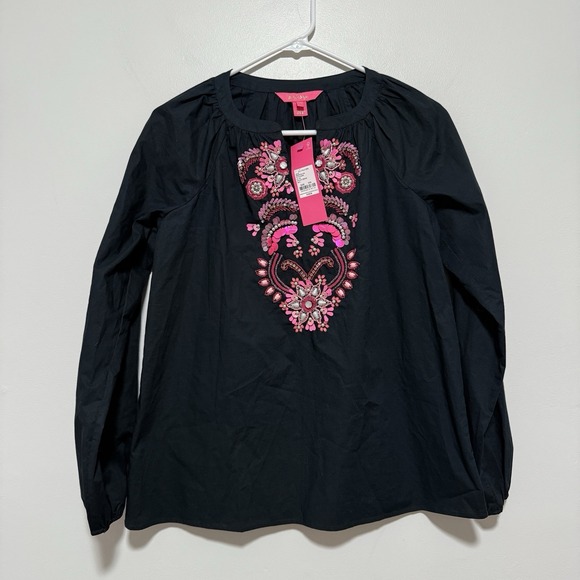 Lilly Pulitzer NWT Iva Onyx Black Sequin Embellished Tunic Blouse Size XXS - Picture 3 of 9